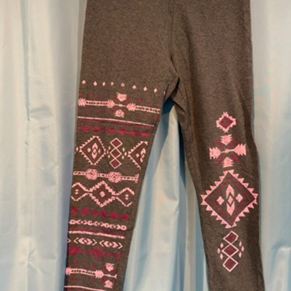 Justice Gray and Pink Geometric Leggings